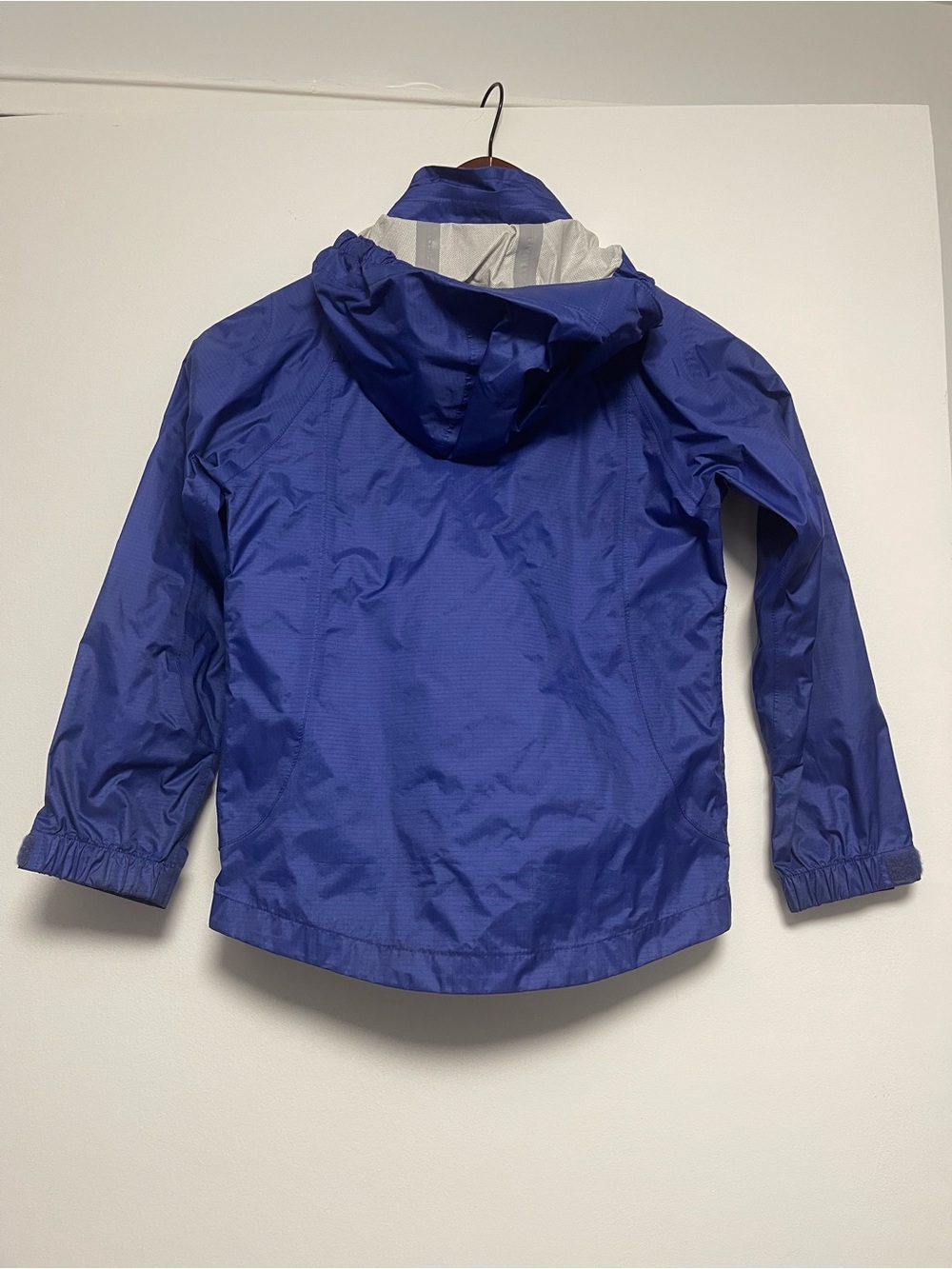 REI Kids' Royal Blue Waterproof Hooded Rain Jacket with Teal Accents - Picture 3 of 3